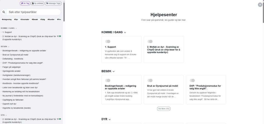 Vårt hjelpesenter forbedres kontinuerlig
