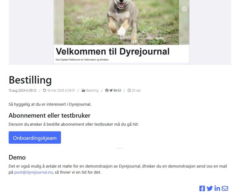 For bestilling bruk vårt onboardingskjema
