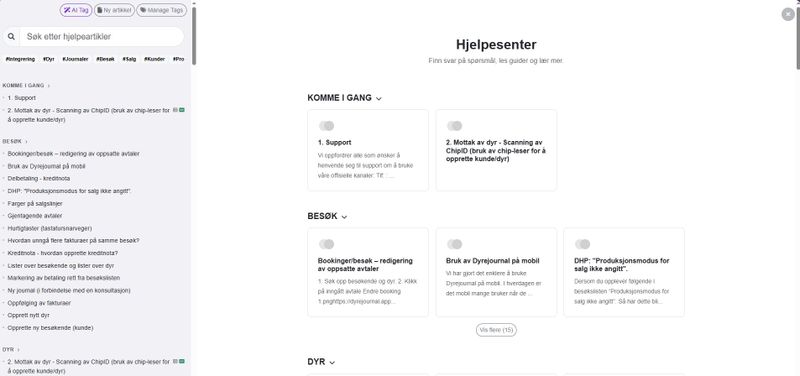Vårt hjelpesenter forbedres kontinuerlig